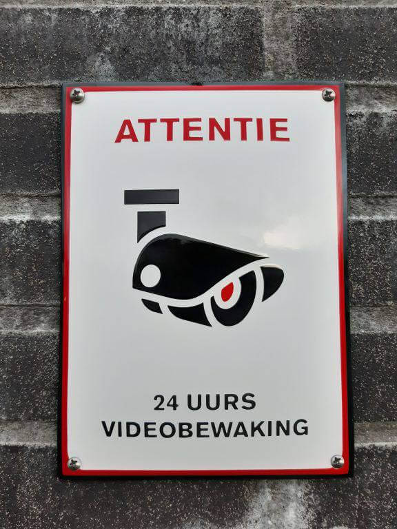 Emaille bord laten maken met logo - attentie-24-uurs-videobewaking-emaille-16x22cm Emaille bord laten maken met logo - attentie-24-uurs-videobewaking-emaille-16x22cm