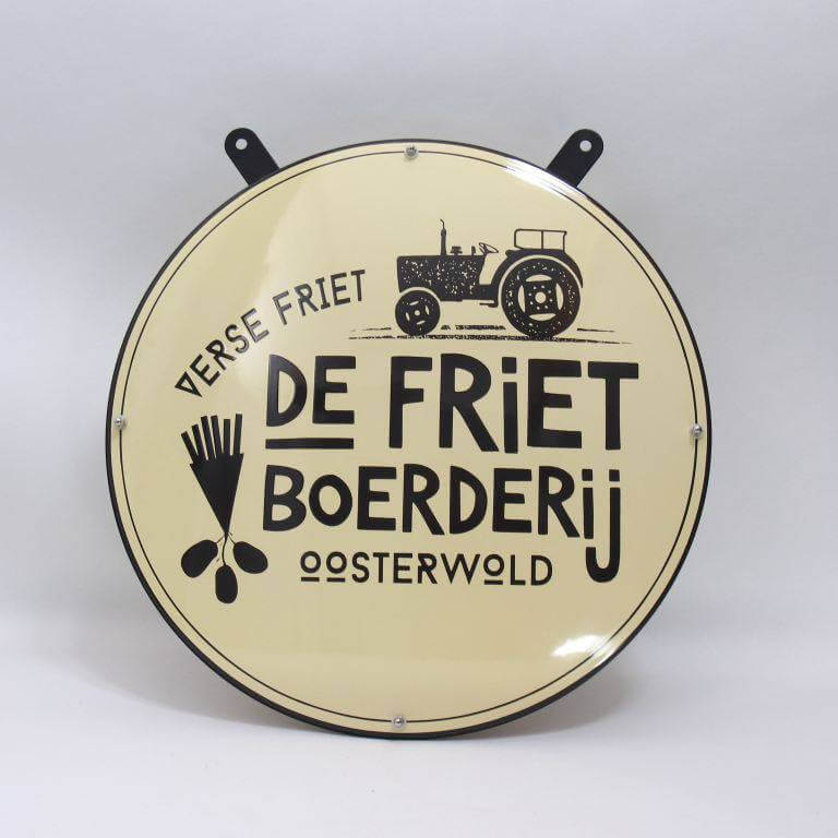 Emaille bord laten maken met logo - de_friet_boerderij Emaille bord laten maken met logo - de_friet_boerderij