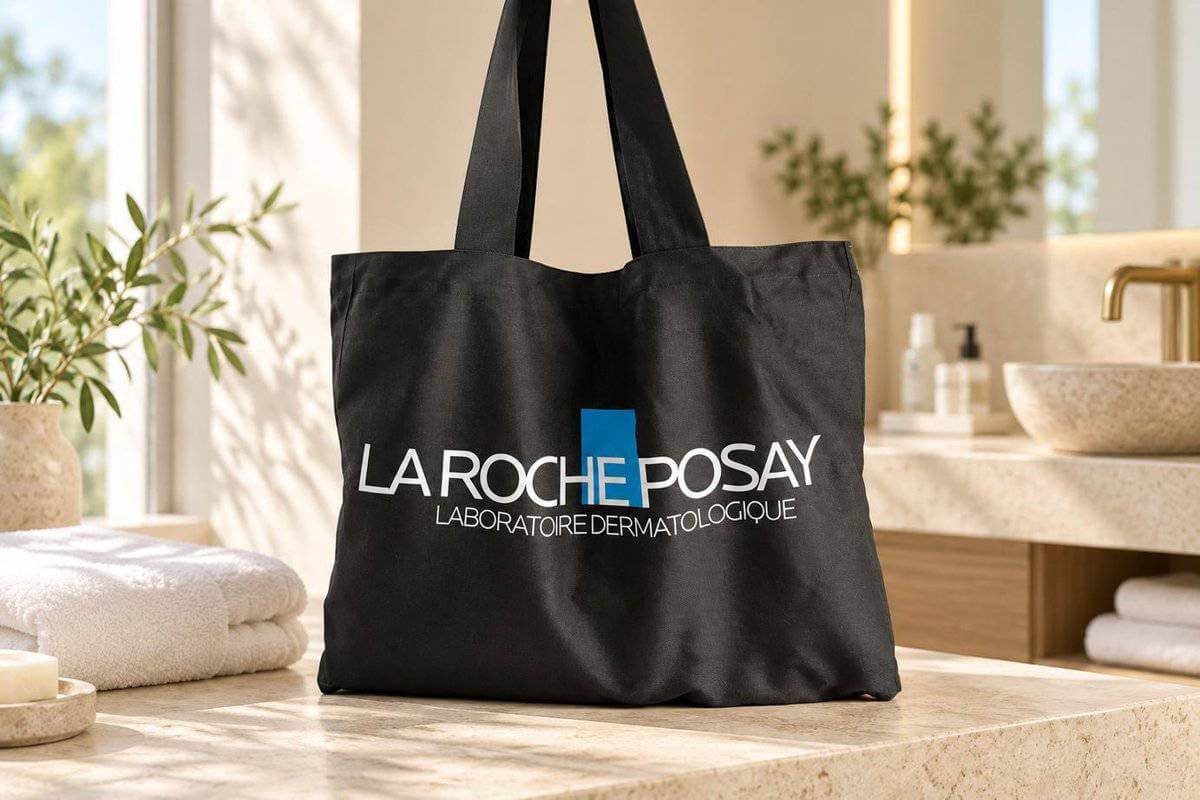 Katoenen tassen op maat laten maken in Europa - zwarte-tas-sublimatievoering-la-roche-posay